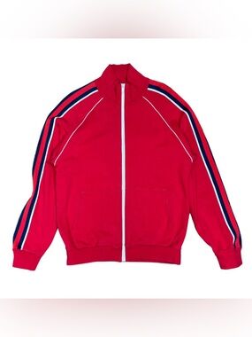 AUTHENTIC Gucci Mens Red Zip-Up Sweater Back of House Uniform Striped Size M